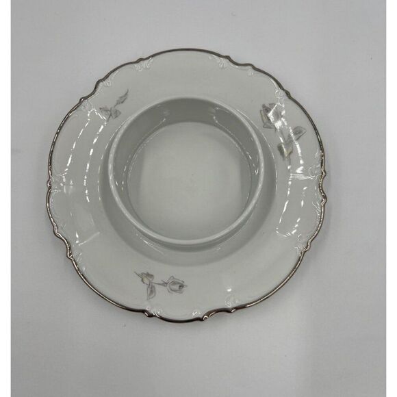 Hutschenreuther Sylvia Round Butter Covered Dish Set Grey Rose German Porcelain - Picture 2 of 8